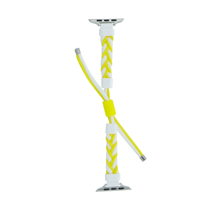 Silicone Bean Braided Cord Nylon Watch Band For Apple Watch 8 45mm(White Yellow) by bashfashion