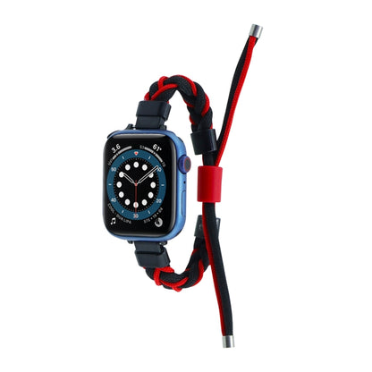Silicone Bean Braided Cord Nylon Watch Band For Apple Watch 7 41mm(Black Red) by bashfashion