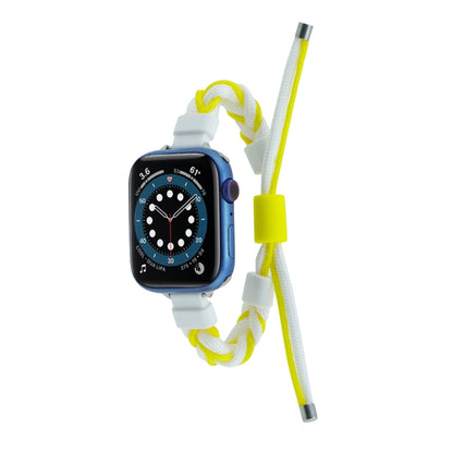 Silicone Bean Braided Cord Nylon Watch Band For Apple Watch SE 2022 44mm(White Yellow) by bashfashion