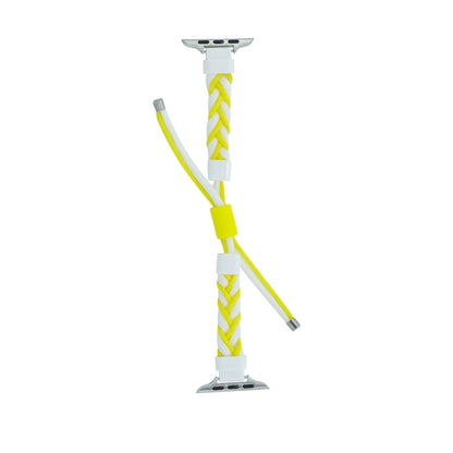 Silicone Bean Braided Cord Nylon Watch Band For Apple Watch 6 40mm(White Yellow) by bashfashion