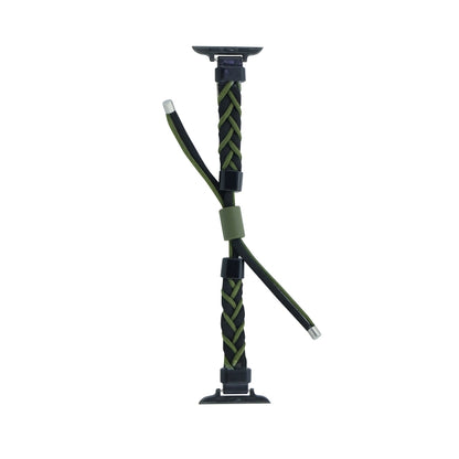 Silicone Bean Braided Cord Nylon Watch Band For Apple Watch 6 40mm(Black Green) by bashfashion