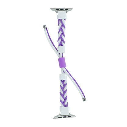 Silicone Bean Braided Cord Nylon Watch Band For Apple Watch 4 44mm(White Purple) by bashfashion