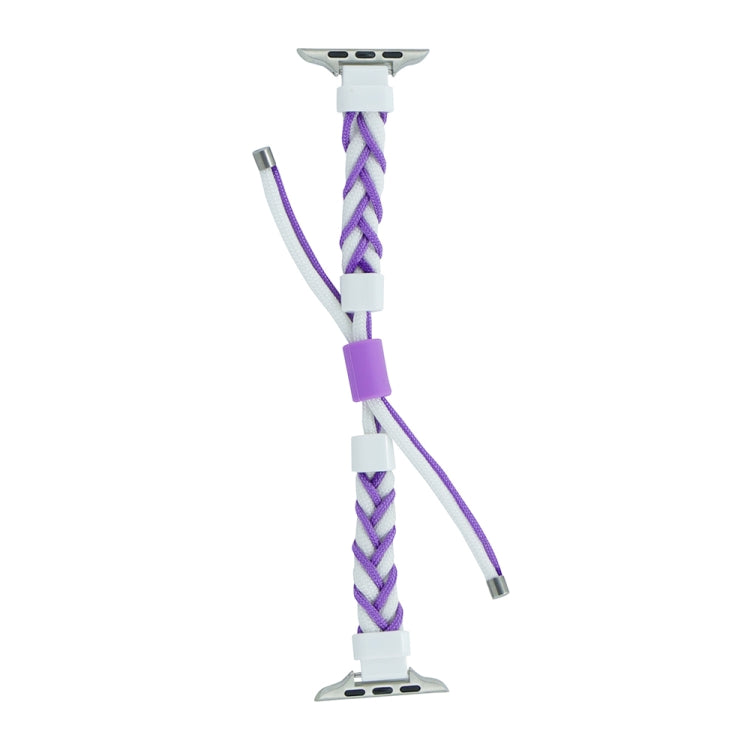 Silicone Bean Braided Cord Nylon Watch Band For Apple Watch 3 38mm(White Purple) by bashfashion