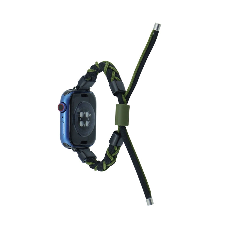 Silicone Bean Braided Cord Nylon Watch Band For Apple Watch 2 38mm(Black Green) by bashfashion