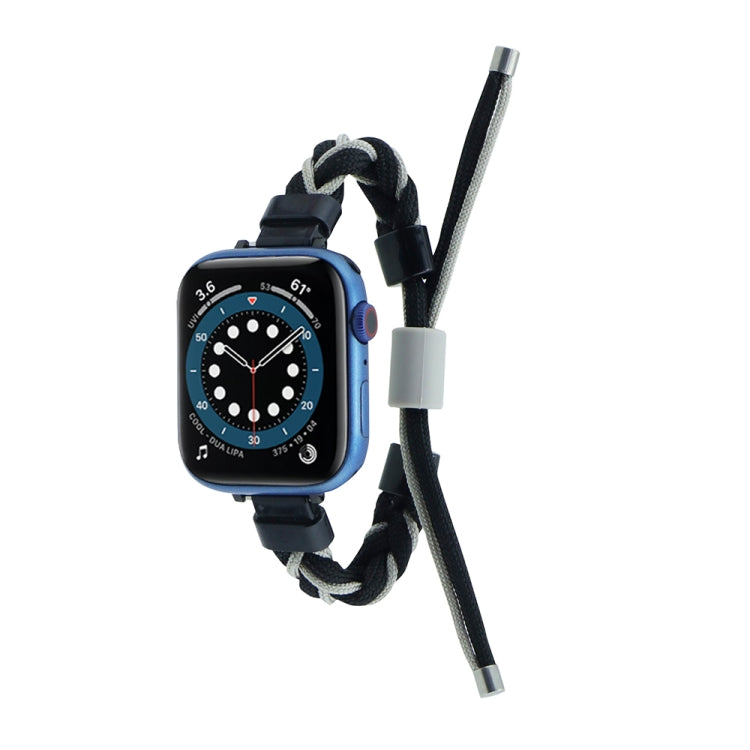 Silicone Bean Braided Cord Nylon Watch Band For Apple Watch 42mm(Black Grey) by bashfashion