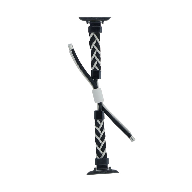 Silicone Bean Braided Cord Nylon Watch Band For Apple Watch 42mm(Black Grey) by bashfashion