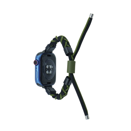 Silicone Bean Braided Cord Nylon Watch Band For Apple Watch SE 2023 40mm(Black Green) by bashfashion