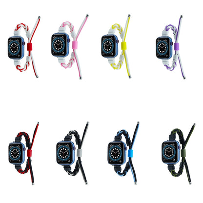 Silicone Bean Braided Cord Nylon Watch Band For Apple Watch SE 2023 40mm(White Pink) by bashfashion