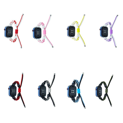 Silicone Bean Braided Cord Nylon Watch Band For Apple Watch 4 44mm(Black Red) by bashfashion