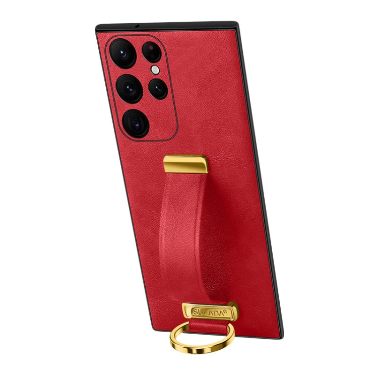 For Samsung Galaxy S24 Ultra 5G SULADA PC Hybrid Leather Texture Skin Feel Shockproof Phone Case(Red) by SULADA