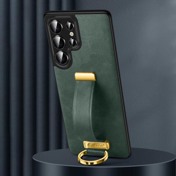 For Samsung Galaxy S25 Ultra 5G SULADA PC Hybrid Leather Texture Skin Feel Shockproof Phone Case(Green) by SULADA