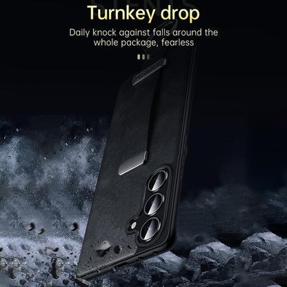 For Samsung Galaxy S25+ 5G SULADA PC Hybrid Leather Texture Skin Feel Shockproof Phone Case(Brown) by SULADA