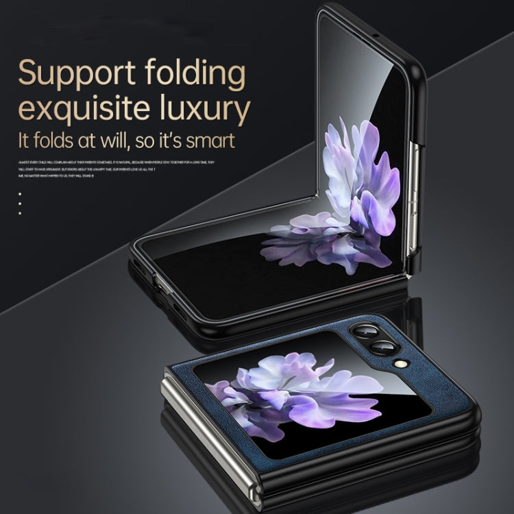 For Samsung Galaxy Z Flip5 SULADA Shockproof TPU + Handmade Leather Phone Case(Blue) by SULADA