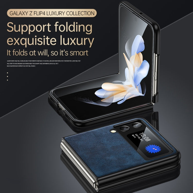 For Samsung Galaxy Z Flip4 SULADA Shockproof TPU + Handmade Leather Phone Case(Blue) by SULADA