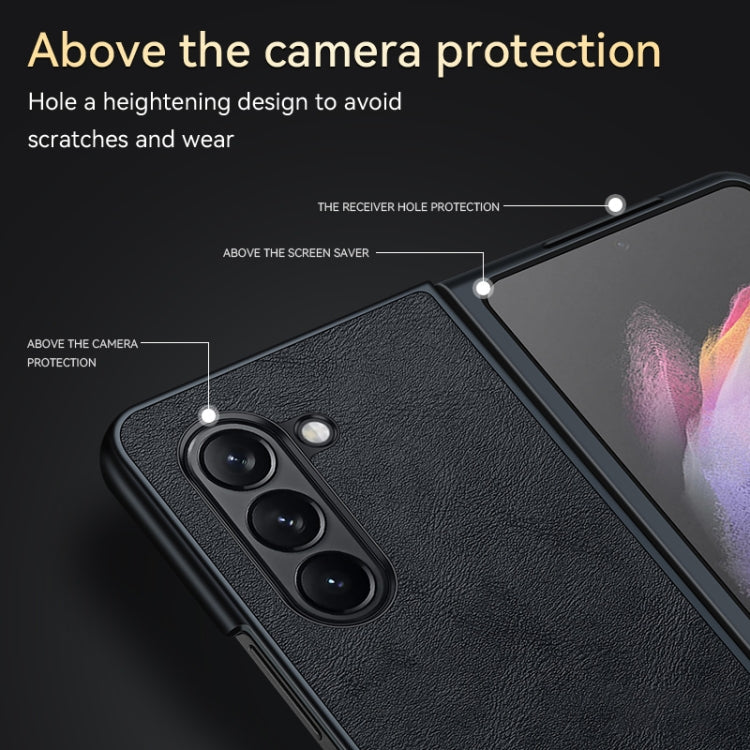 For Samsung Galaxy Z Fold6 SULADA Shockproof TPU + Handmade Leather Phone Case(Black) by SULADA