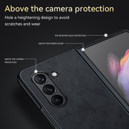 For Samsung Galaxy Z Fold6 SULADA Shockproof TPU + Handmade Leather Phone Case(Black) by SULADA