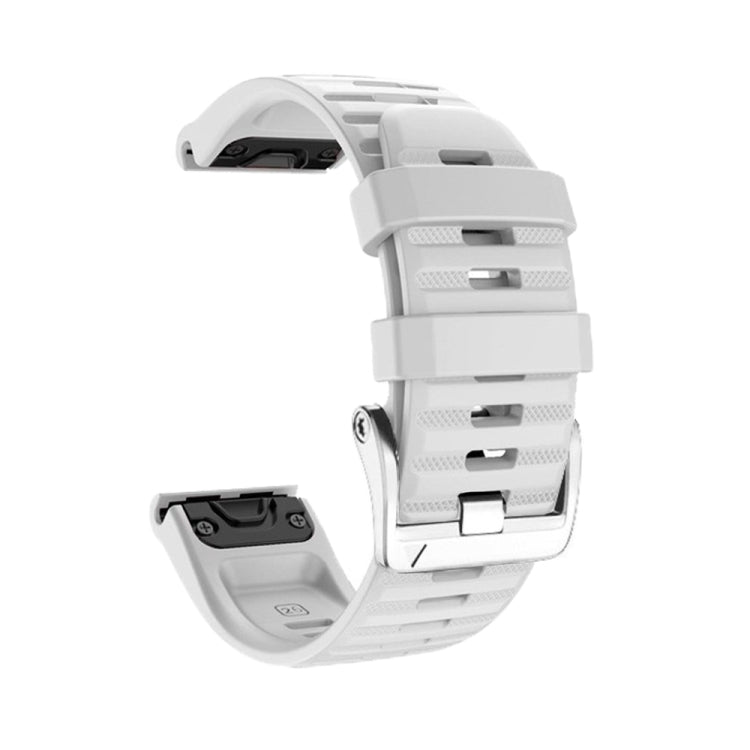 For Garmin Forerunner 965 / 955 / 945 / 935 Screw Silver Steel Buckle Silicone Watch Band(White) by bashfashion