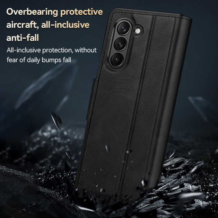 For Samsung Ga6axy Z Fold6 SULADA All-inclusive Magnetic Snap Flip Leather Phone Case(Black) by SULADA