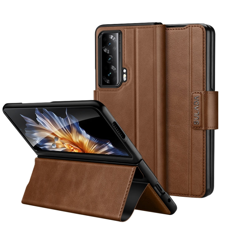 For Honor Magic Vs SULADA All-inclusive Magnetic Snap Flip Leather Phone Case(Brown) by SULADA