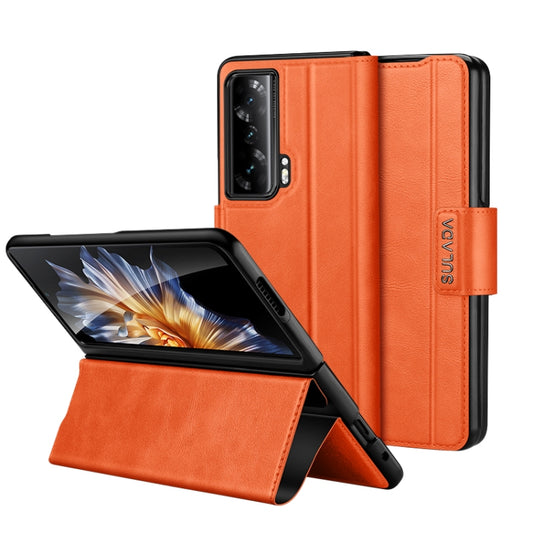 For Honor Magic Vs SULADA All-inclusive Magnetic Snap Flip Leather Phone Case(Orange) by SULADA
