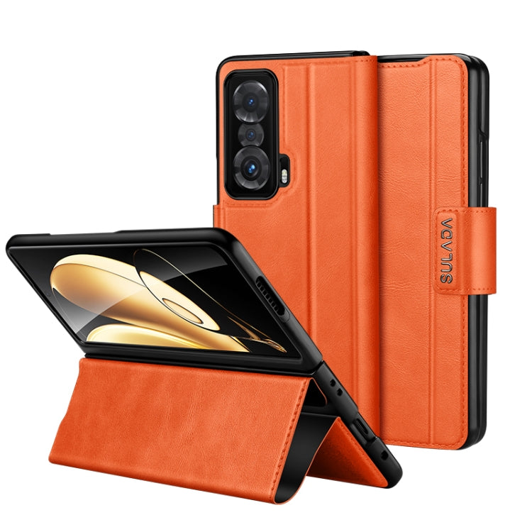 For Honor Magic V SULADA All-inclusive Magnetic Snap Flip Leather Phone Case(Orange) by SULADA