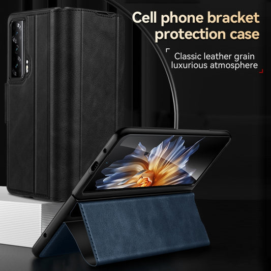 For Honor Magic V SULADA All-inclusive Magnetic Snap Flip Leather Phone Case(Black) by SULADA