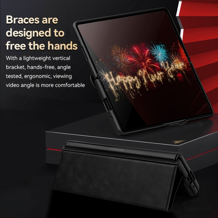 For Honor Magic V SULADA All-inclusive Magnetic Snap Flip Leather Phone Case(Brown) by SULADA