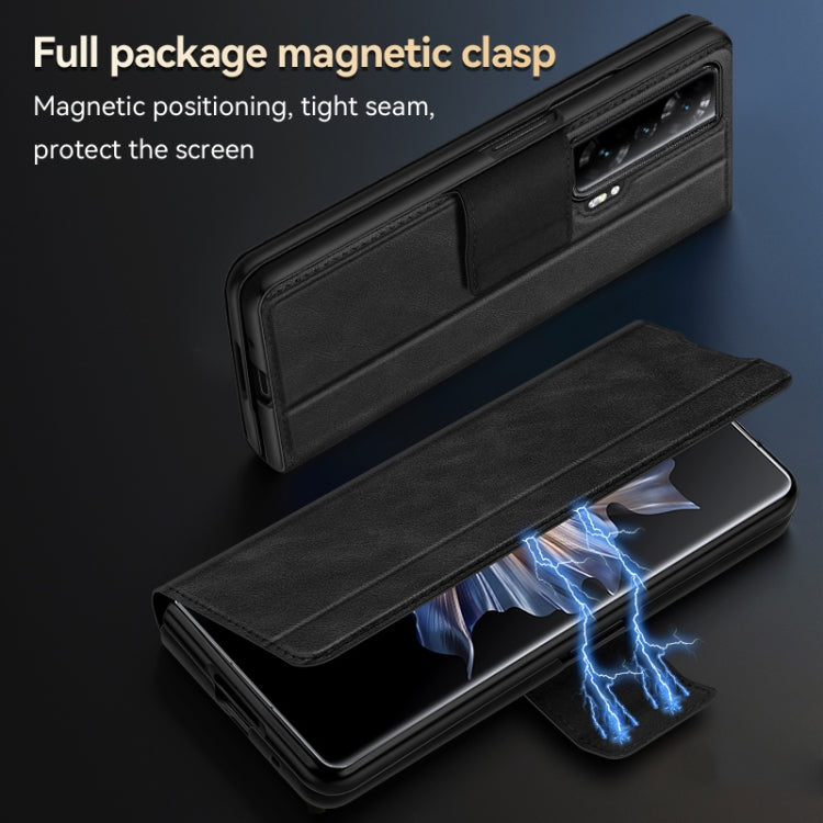 For Honor Magic V SULADA All-inclusive Magnetic Snap Flip Leather Phone Case(Black) by SULADA