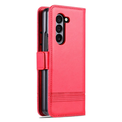 For Samsung Galaxy Z Fold5 5G AZNS Magnetic Calf Texture Flip Leather Phone Case(Red) by AZNS