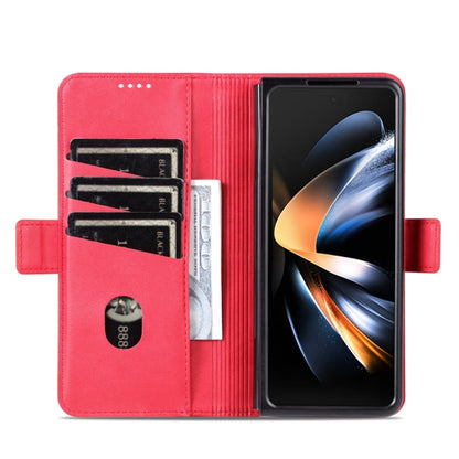 For Samsung Galaxy Z Fold5 5G AZNS Magnetic Calf Texture Flip Leather Phone Case(Red) by AZNS