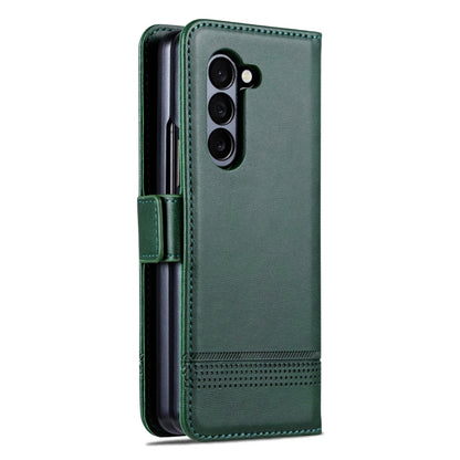 For Samsung Galaxy Z Fold6 5G AZNS Magnetic Calf Texture Flip Leather Phone Case(Dark Green) by AZNS