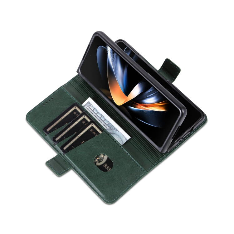 For Samsung Galaxy Z Fold6 5G AZNS Magnetic Calf Texture Flip Leather Phone Case(Dark Green) by AZNS