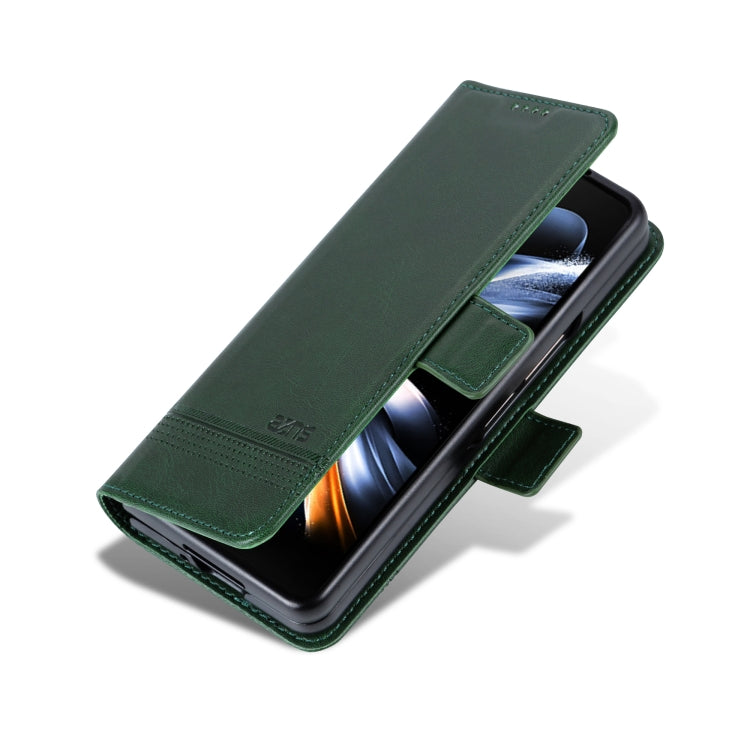 For Samsung Galaxy Z Fold6 5G AZNS Magnetic Calf Texture Flip Leather Phone Case(Dark Green) by AZNS