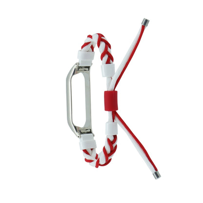 For Xiaomi Mi Band 4 / 3 Silicone Bean Braided Cord Nylon Watch Band(White Red) by bashfashion