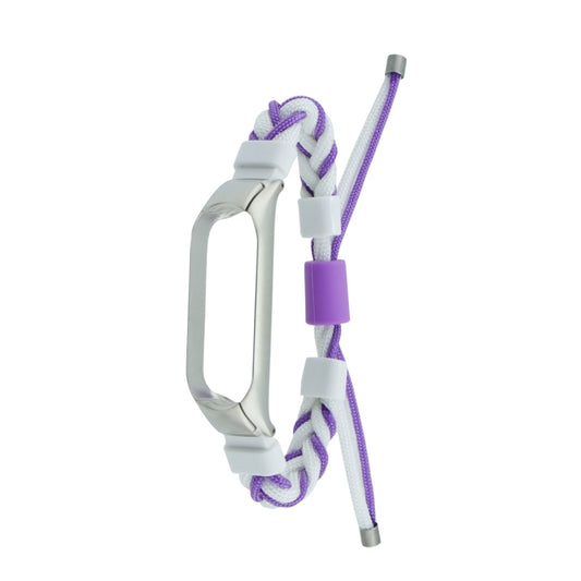 For Xiaomi Mi Band 4 / 3 Silicone Bean Braided Cord Nylon Watch Band(White Purple) by bashfashion