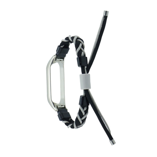 For Xiaomi Mi Band 4 / 3 Silicone Bean Braided Cord Nylon Watch Band(Black Grey) by bashfashion