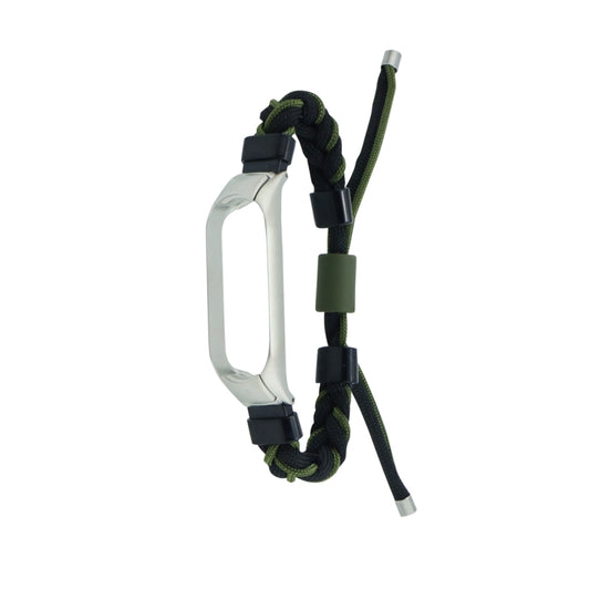 For Xiaomi Mi Band 4 / 3 Silicone Bean Braided Cord Nylon Watch Band(Black Green) by bashfashion