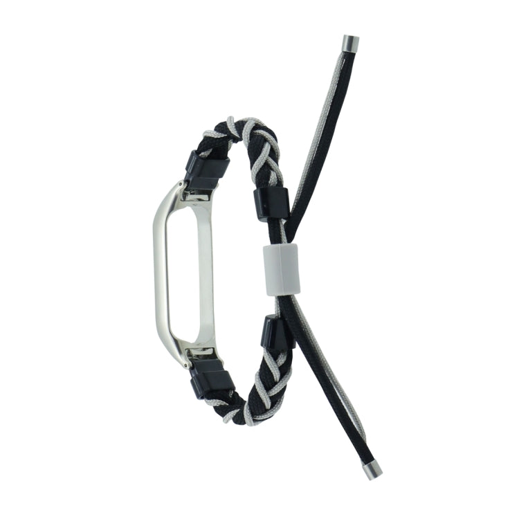 For Xiaomi Mi Band 6 / 5 Silicone Bean Braided Cord Nylon Watch Band(Black Grey) by bashfashion