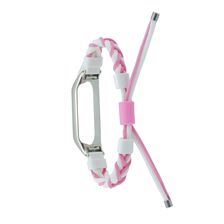 For Xiaomi Mi Band 7 Silicone Bean Braided Cord Nylon Watch Band(White Pink) by bashfashion