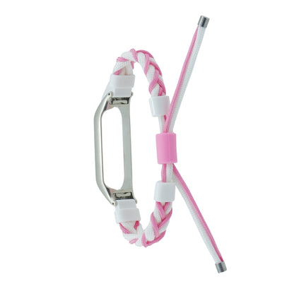 For Xiaomi Mi Band 7 Silicone Bean Braided Cord Nylon Watch Band(White Pink) by bashfashion