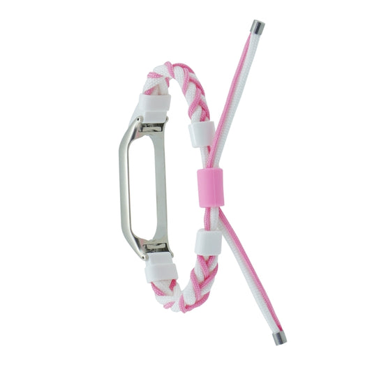 For Xiaomi Mi Band 7 Silicone Bean Braided Cord Nylon Watch Band(White Pink) by bashfashion