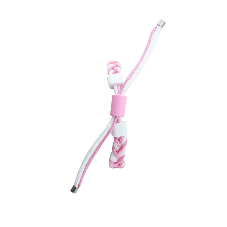 For Xiaomi Mi Band 7 Silicone Bean Braided Cord Nylon Watch Band(White Pink) by bashfashion
