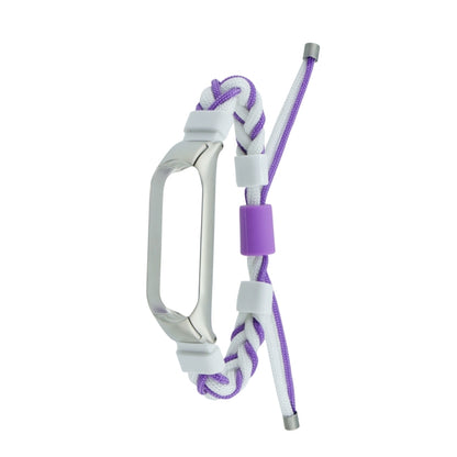 For Xiaomi Mi Band 7 Silicone Bean Braided Cord Nylon Watch Band(White Purple) by bashfashion