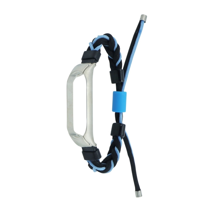 For Xiaomi Mi Band 7 Silicone Bean Braided Cord Nylon Watch Band(Black Blue) by bashfashion