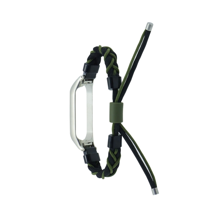 For Xiaomi Mi Band 7 Silicone Bean Braided Cord Nylon Watch Band(Black Green) by bashfashion