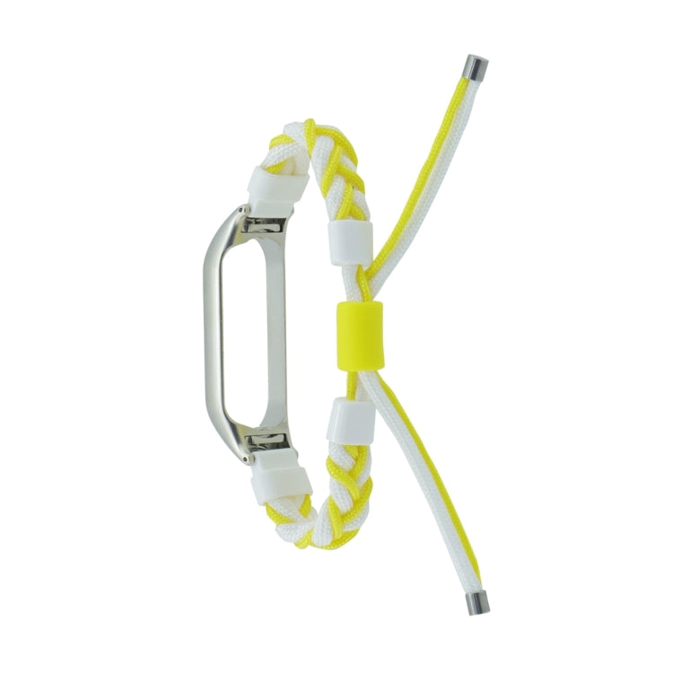 For Xiaomi Mi Band 8 Silicone Bean Braided Cord Nylon Watch Band(White Yellow) by bashfashion