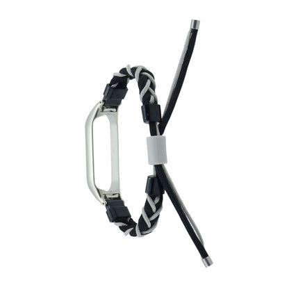 For Xiaomi Mi Band 8 Silicone Bean Braided Cord Nylon Watch Band(Black Grey) by bashfashion