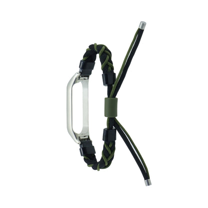 For Xiaomi Mi Band 8 Silicone Bean Braided Cord Nylon Watch Band(Black Green) by bashfashion