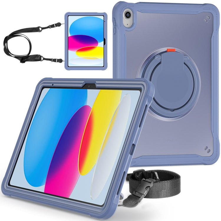 For iPad 2025 / 2022 Heavy Duty Hybrid Tablet Case with Handle & Strap(Lavender Grey) by bashfashion