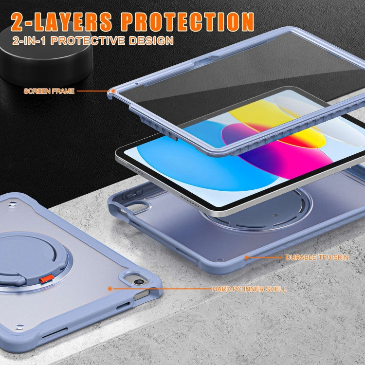 For iPad 2025 / 2022 Heavy Duty Hybrid Tablet Case with Handle & Strap(Lavender Grey) by bashfashion